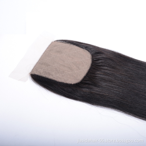 4x4 Silk Lace Base Closure Straight 100% Brazilian Human Hair Transparent Lace Closure HD Lace Closure